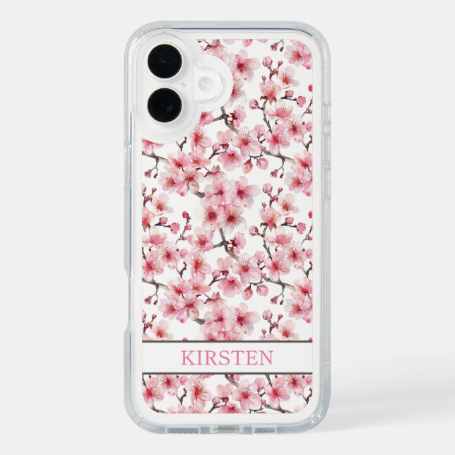 Cherry Blossoms Sakura Pattern Monogrammed Speck iPhone Case (Front)