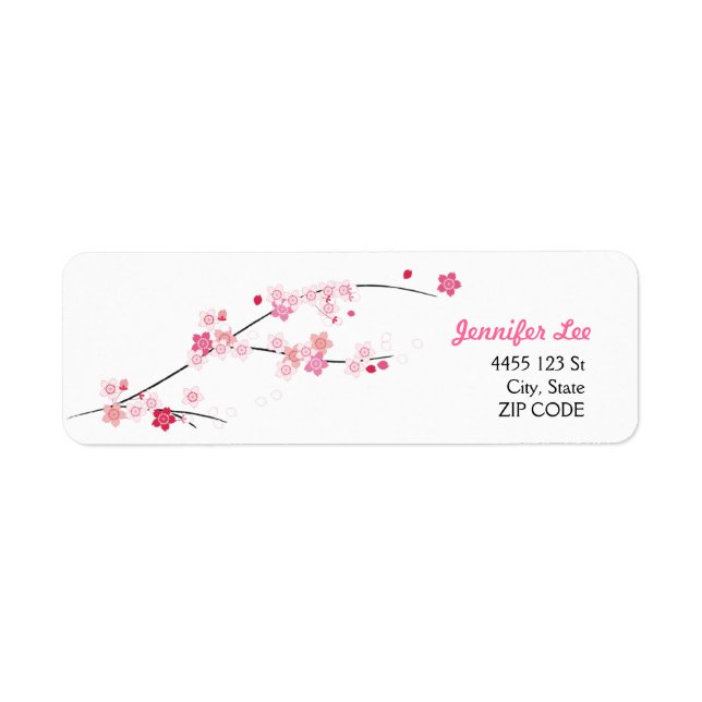 Cherry Blossoms SAKURA Pink Flowers Cute Spring Label (Front)