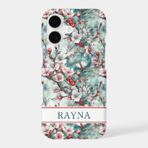 Cherry Blossoms Sakura Print Monogrammed iPhone 17 Case