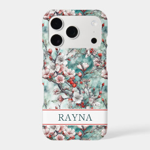 Cherry Blossoms Sakura Print Monogrammed iPhone 17 Pro Case