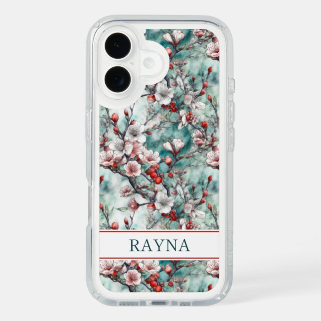 Cherry Blossoms Sakura Print Monogrammed Speck iPhone Case (Front)
