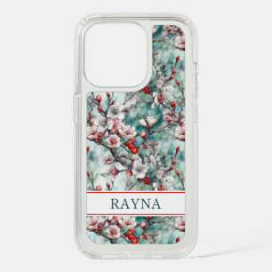 Cherry Blossoms Sakura Print Monogrammed iPhone 15 Pro Case