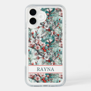 Cherry Blossoms Sakura Print Monogrammed iPhone 16 Plus Case