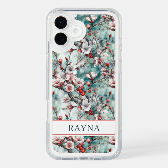 Cherry Blossoms Sakura Print Monogrammed Speck iPhone Case (Front)