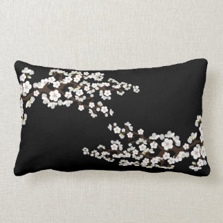Cherry Blossoms Sakura Throw Pillow (black)