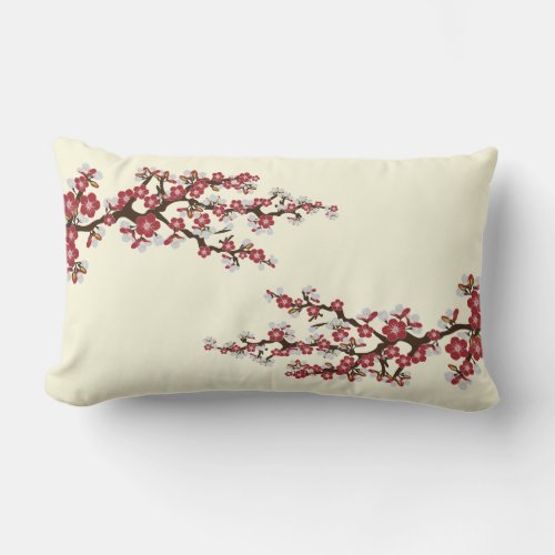 Cherry Blossoms Sakura Throw Pillow red