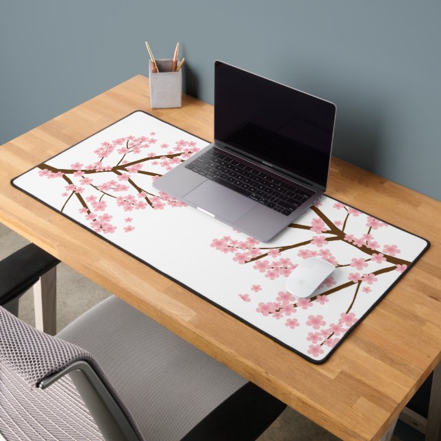 Cherry blossoms Sakura tree floral pink sakura Desk Mat (Office 2)