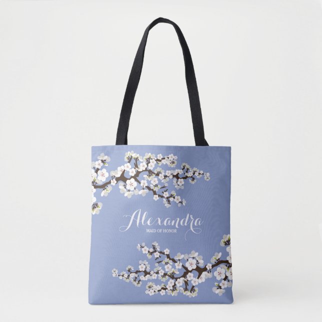 Cherry Blossoms Sakura Wedding Party Tote (lilac) Bag (Front)