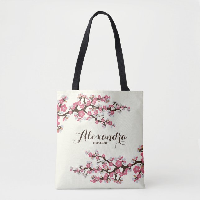 Cherry Blossoms Sakura Wedding Party Tote (pink) (Front)