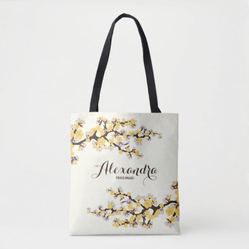 Cherry Blossoms Sakura Wedding Party Tote yellow