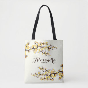 Cherry Blossoms Sakura Wedding Party Tote (yellow) Bag