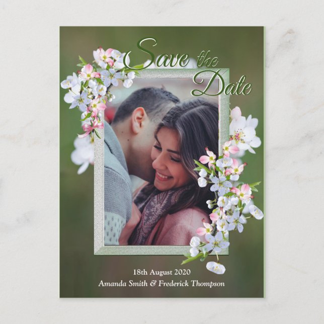 Cherry Blossoms Save the Date Announcement Postcard (Front)