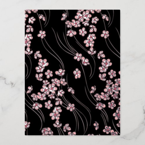 Cherry Blossoms save the date Foil Holiday Postcard