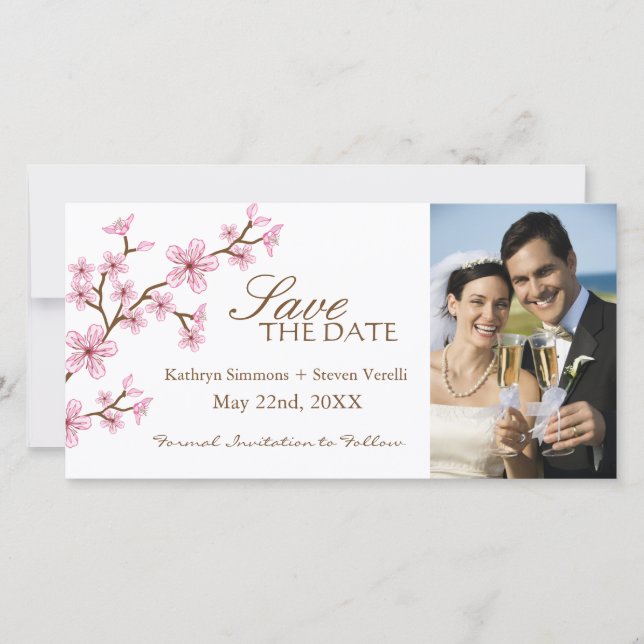 Cherry Blossoms Save The Date Invitation (Front)