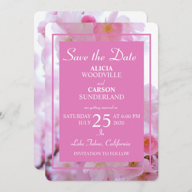 Cherry Blossoms Save the Date Invitation (Front/Back)
