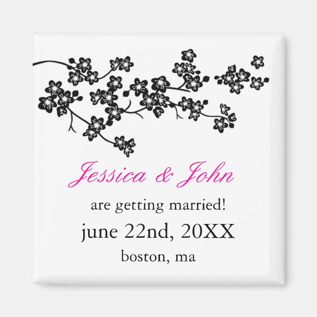 Cherry Blossoms Save The Date Magnet (Front)