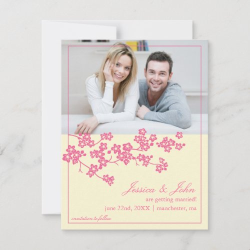 Cherry Blossoms Save The Date Photo Invitation