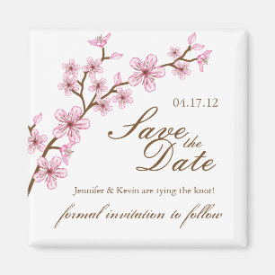 Cherry Blossoms Save the Date Wedding Magnet