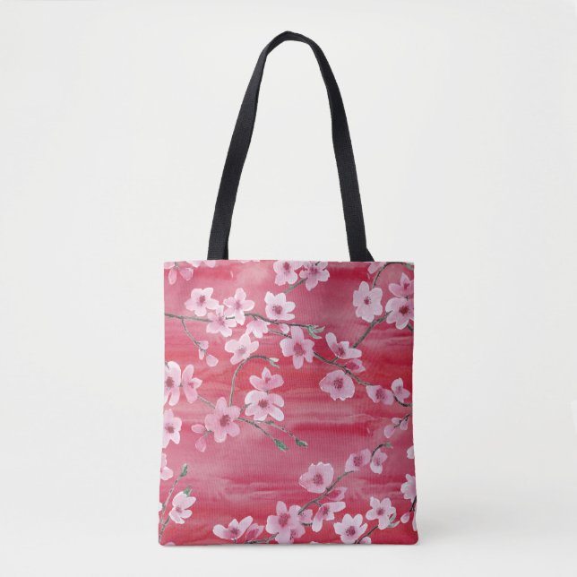 Cherry blossoms, seamless, watercolor pattern. tote bag (Front)