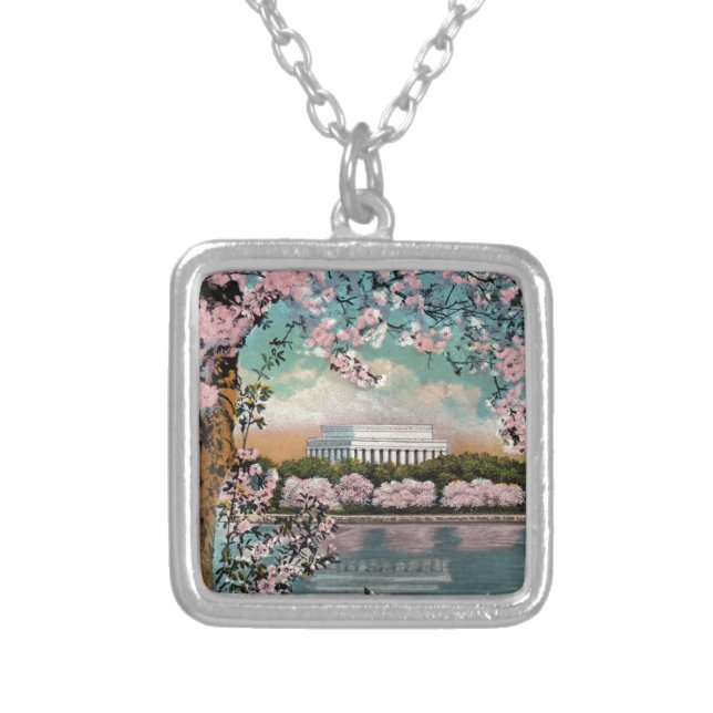 Cherry Blossoms Silver Plated Necklace (Front)