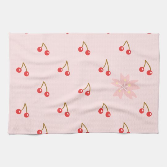 Cherry Blossoms Spring Doodles Kitchen Towel