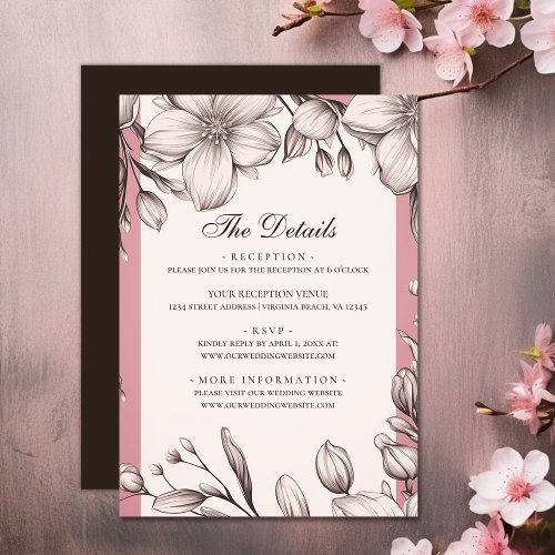 Cherry Blossoms Spring Floral Wedding Details Enclosure Card