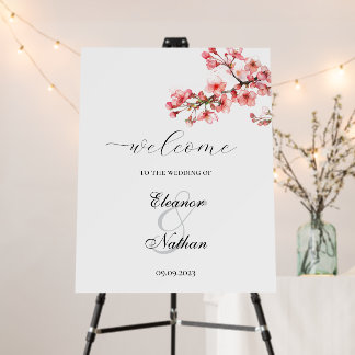 Cherry Blossoms Spring Wedding Welcome Sign