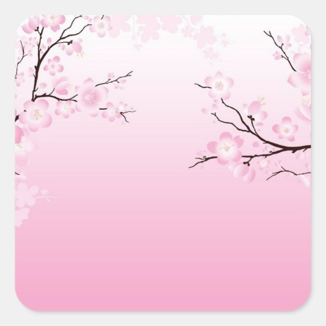 Cherry Blossoms Square Sticker (Front)