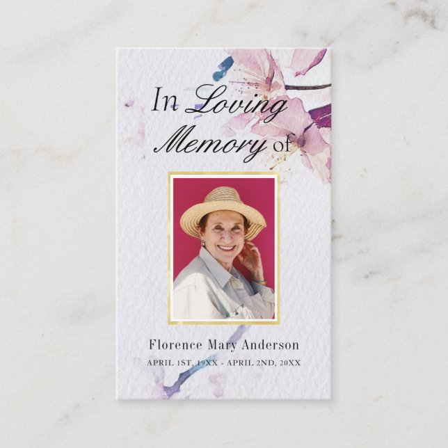 Cherry Blossoms Sympathy Memorial Photo Card (Front)