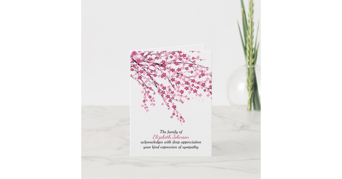 Cherry Blossoms Sympathy Thank You Card | Zazzle