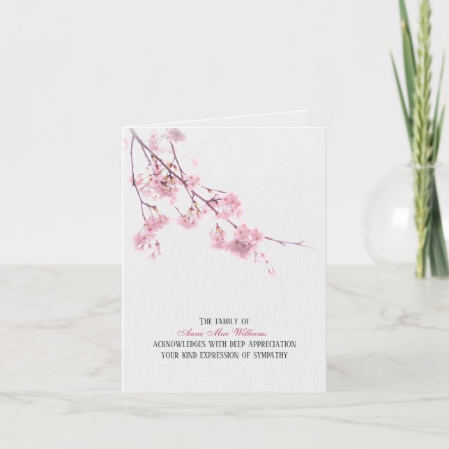 Cherry Blossoms Sympathy Thank You Card (Front)