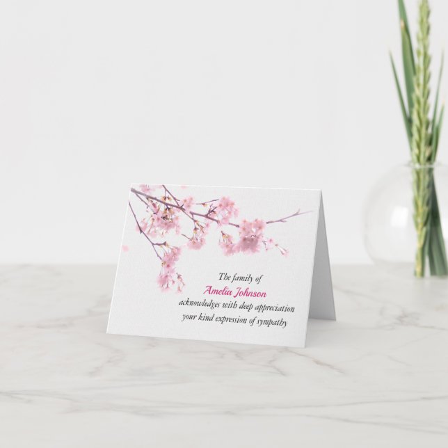 Cherry Blossoms Sympathy Thank You Card (Front)