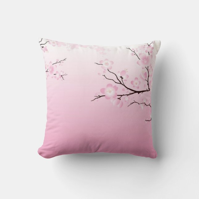 Cherry Blossoms Throw Pillow (Front)