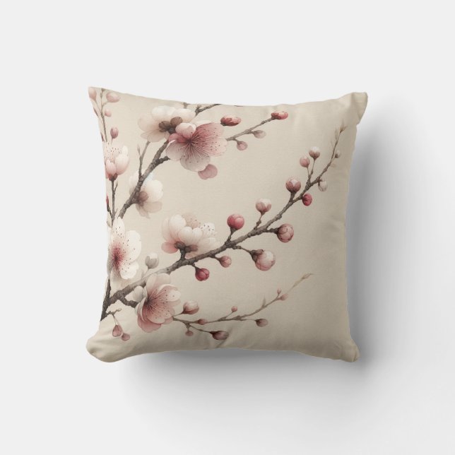 Cherry Blossoms Throw Pillow (Front)