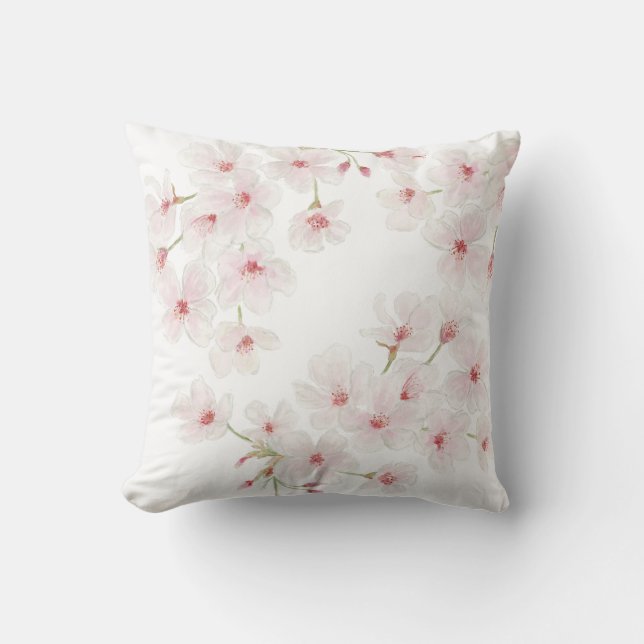 Cherry Blossoms Throw Pillow (Front)