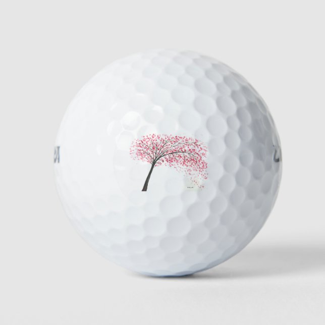 Cherry blossoms tree watercolour golf balls (Front)