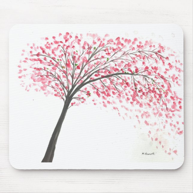 Cherry blossoms tree watercolour mouse pad (Front)