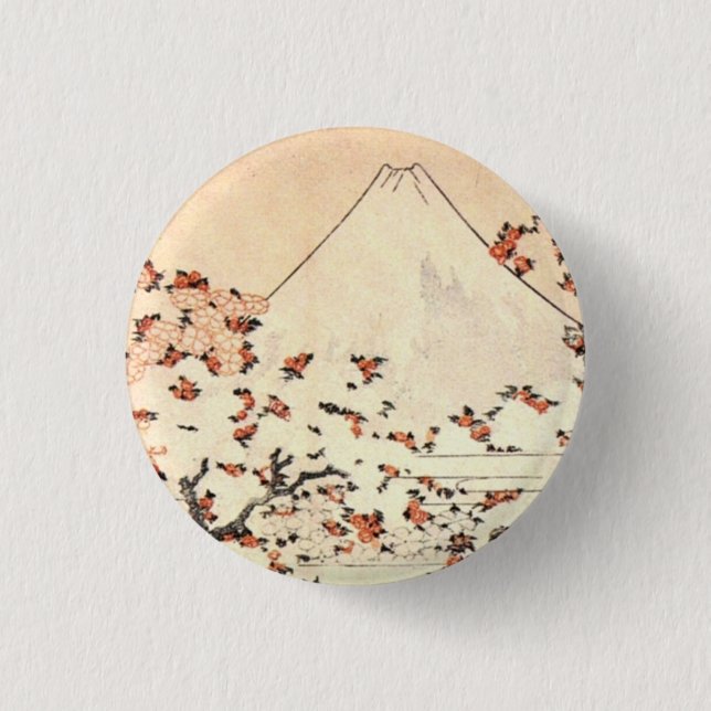 Cherry Blossoms under Mount Fuji Button (Front)