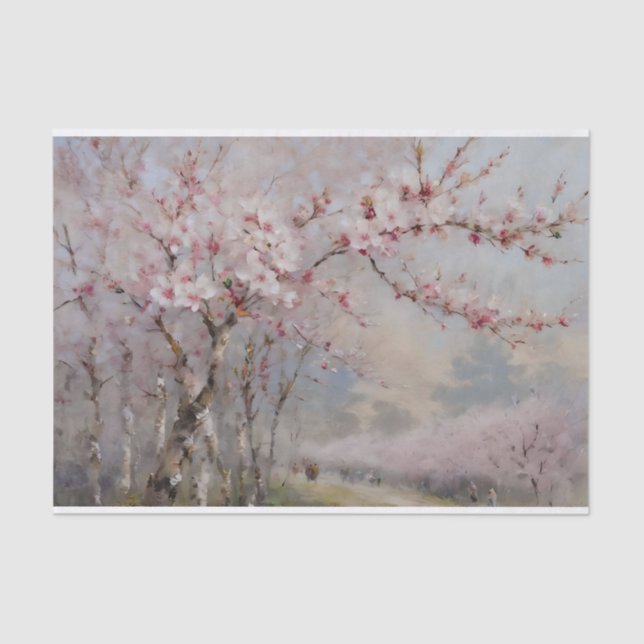 Cherry Blossoms Watercolor Decoupage  Tissue Paper (Front)