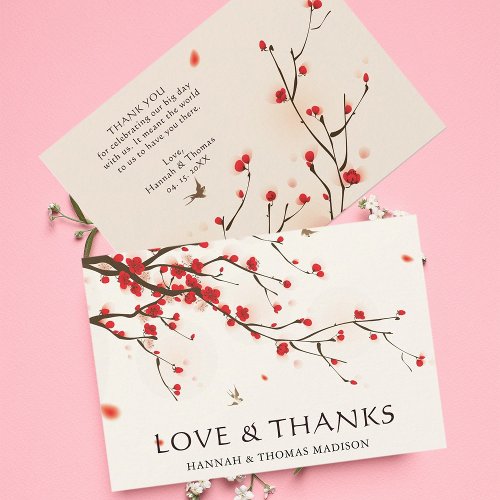 Cherry Blossoms Watercolor Thank You Card