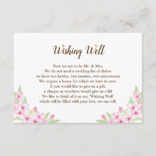 Cherry Blossoms Watercolor Wedding Gift Guide Card