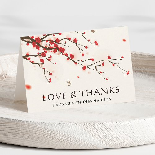 Cherry Blossoms Watercolor Wedding Thank You