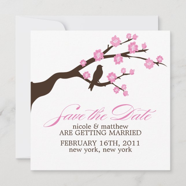 Cherry Blossoms Wedding Announcements (Front)