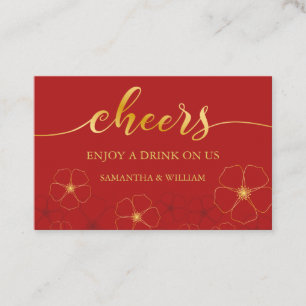 Cherry Blossoms Wedding Drink Ticket  Custom Color