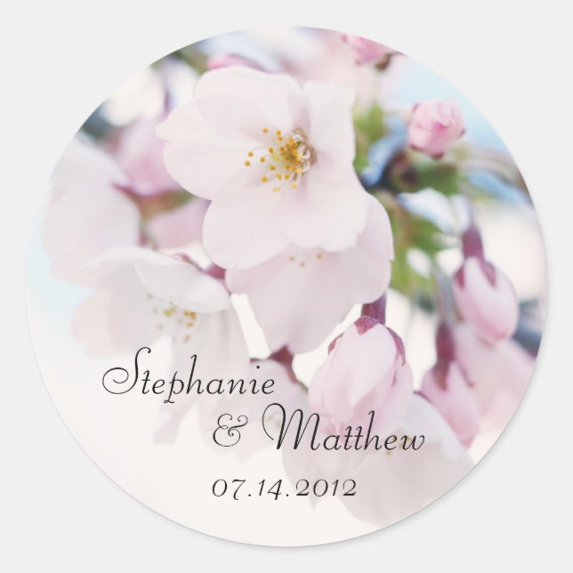 Cherry Blossoms Wedding Favor Label (Front)