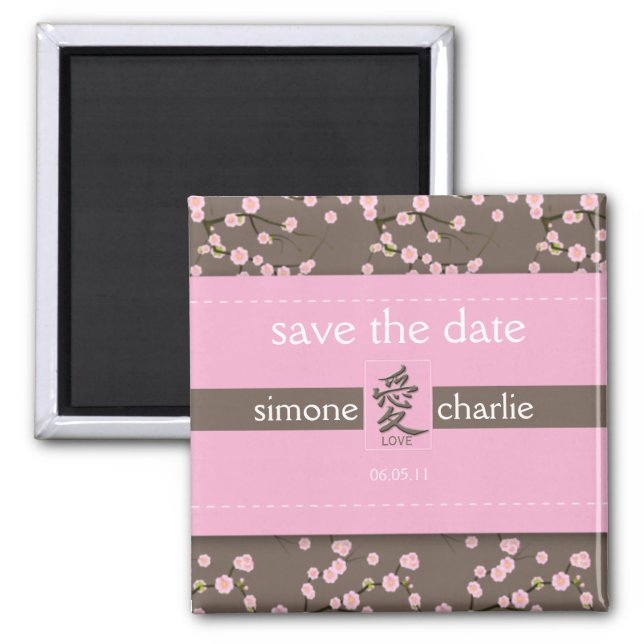 Cherry Blossoms Wedding Favor Magnet (Front)