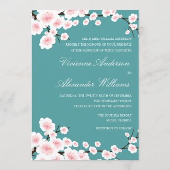 Cherry Blossoms | Wedding Invitation by FINEandDANDY at Zazzle