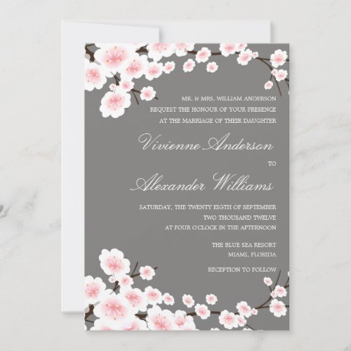 CHERRY BLOSSOMS  WEDDING INVITATION