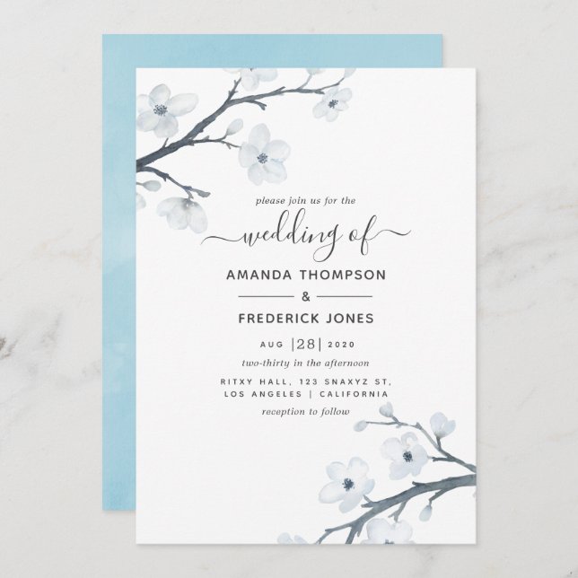 Cherry Blossoms Wedding Invitation (Front/Back)