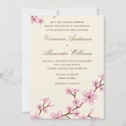 CHERRY BLOSSOMS  WEDDING INVITATION